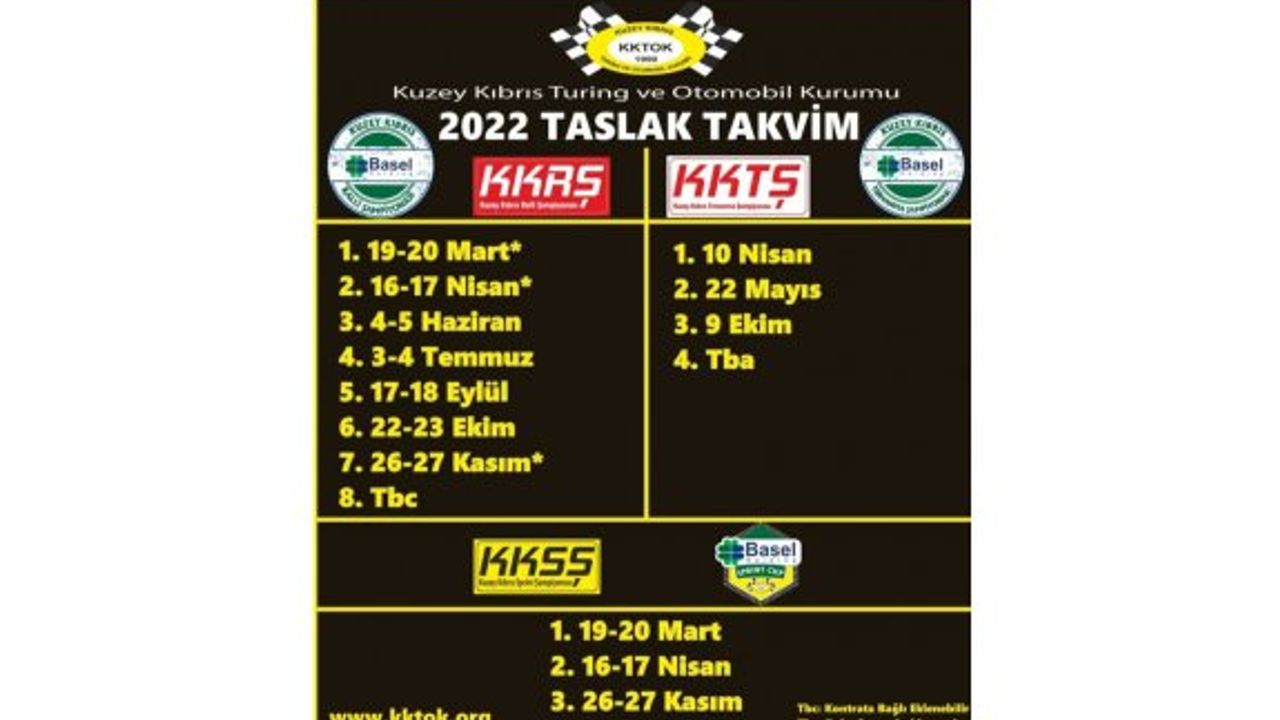 KKTOK 2002 Yılı yarış taslak takvimi açıklandı
