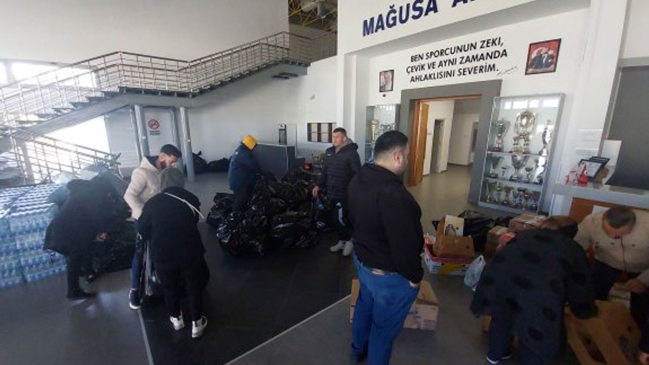 Mağusa Arena'da afetzedeler için yardım malzemesi toplanıyor