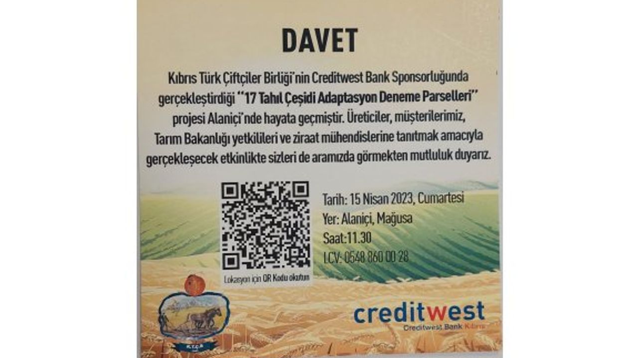 “17 Tahıl Çeşidi Adaptasyon Deneme Parselleri” projesinin tanıtım etkinliği yapılacak