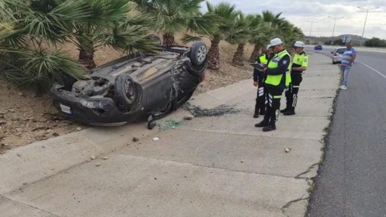 Yoldan çıktı, ağaca çarpıp takla attı