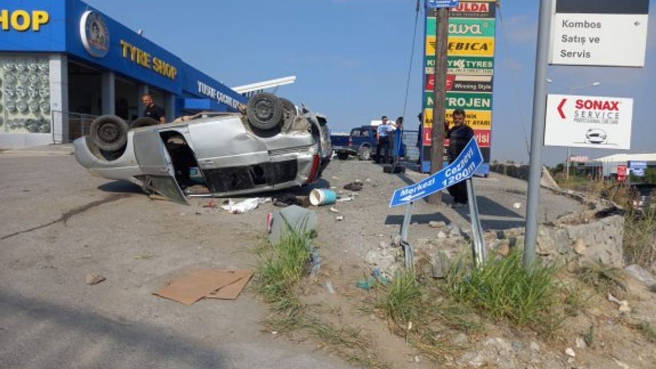 Dikkatsiz sürücü yoldan çıkarak takla attı