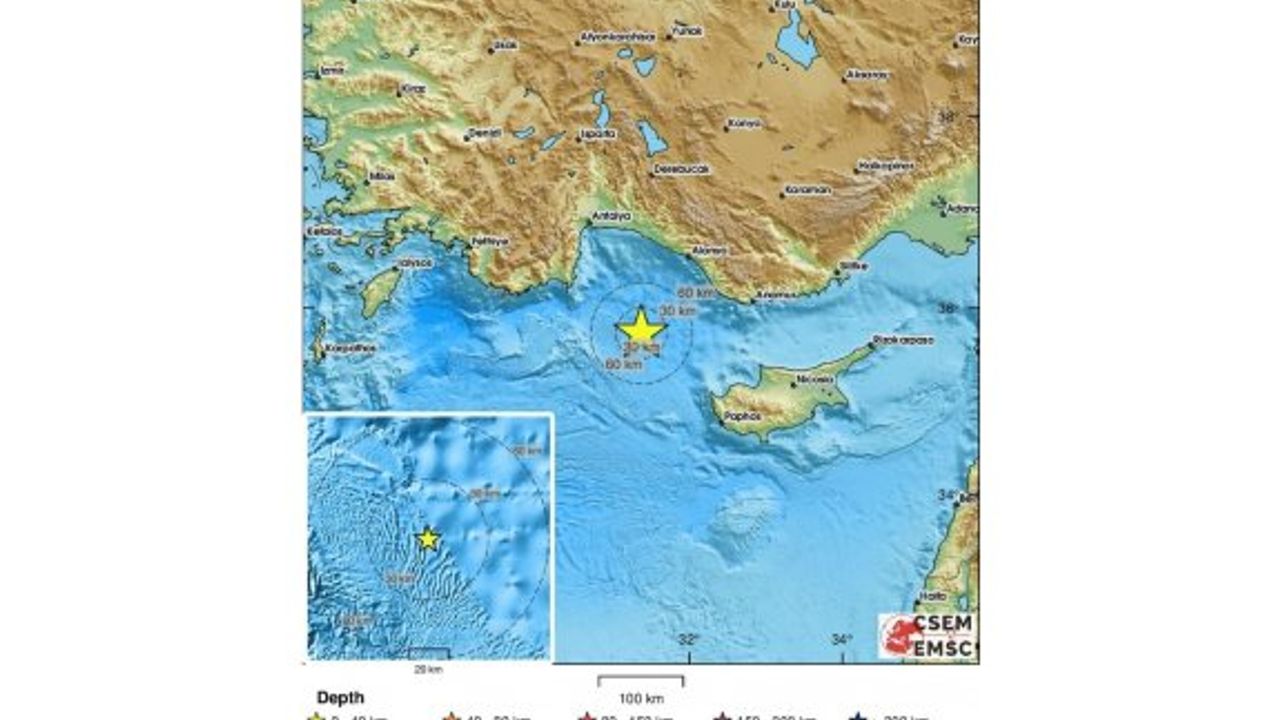 Antalya ile Kıbrıs arasında deprem Kıbrıs'tan da hissedildi