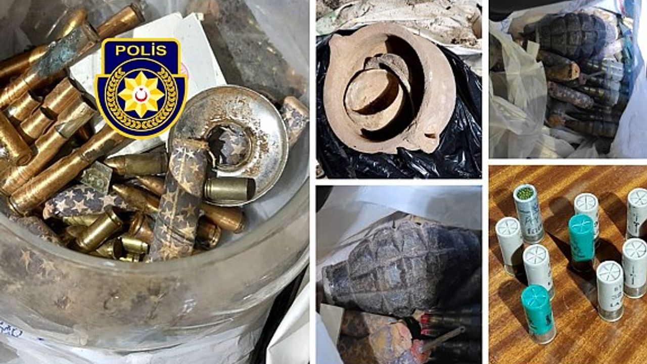 Güvercinlik'te çok sayıda mühimmat ve eski eser bulundu