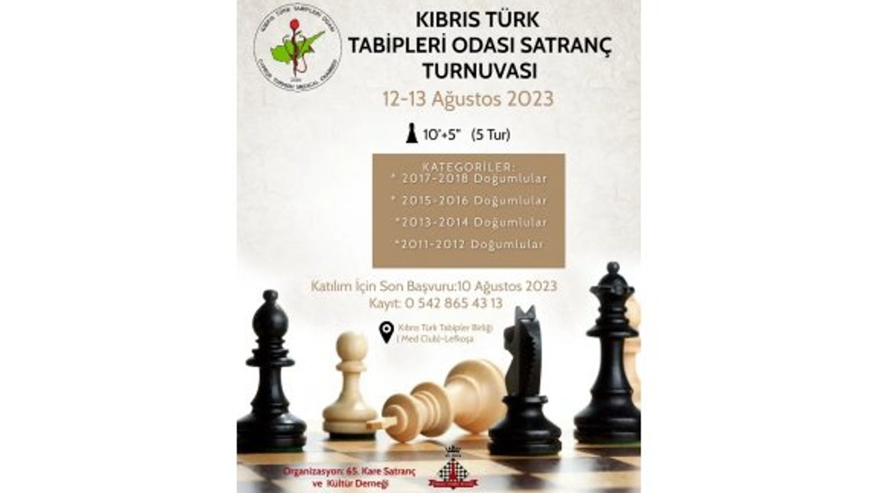 Kıbrıs Türk Tabipleri Odası Satranç Turnuvası 12-13 Ağustos’ta düzenlenecek