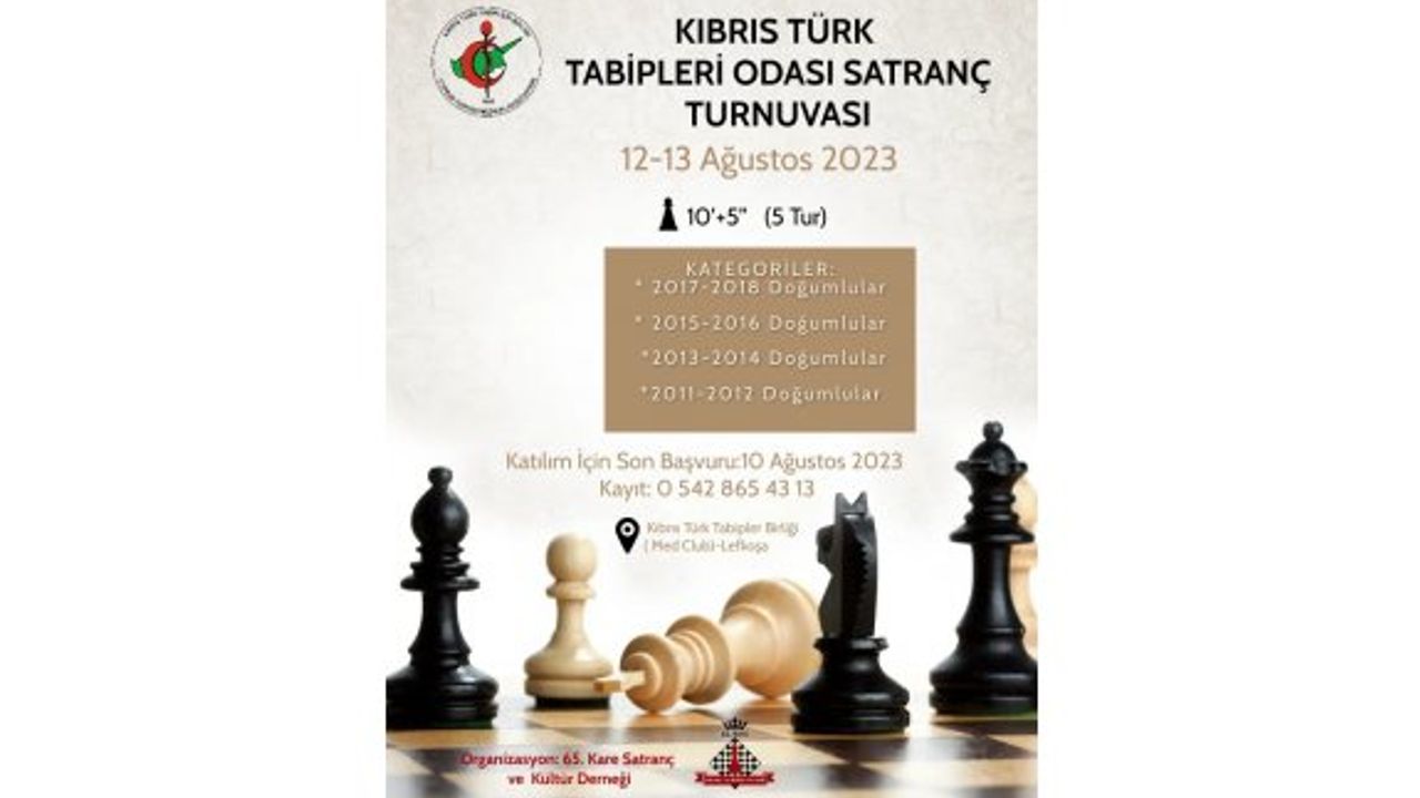 “Kıbrıs Türk Tabipleri Odası Satranç Turnuvası 2023” düzenleniyor