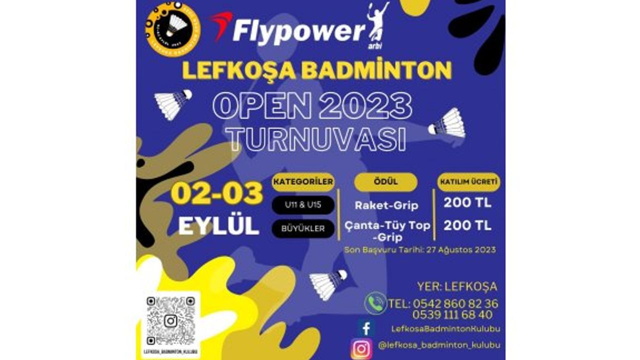 Lefkoşa Badminton Open 2023 Turnuvası 2 Eylül’de başlıyor