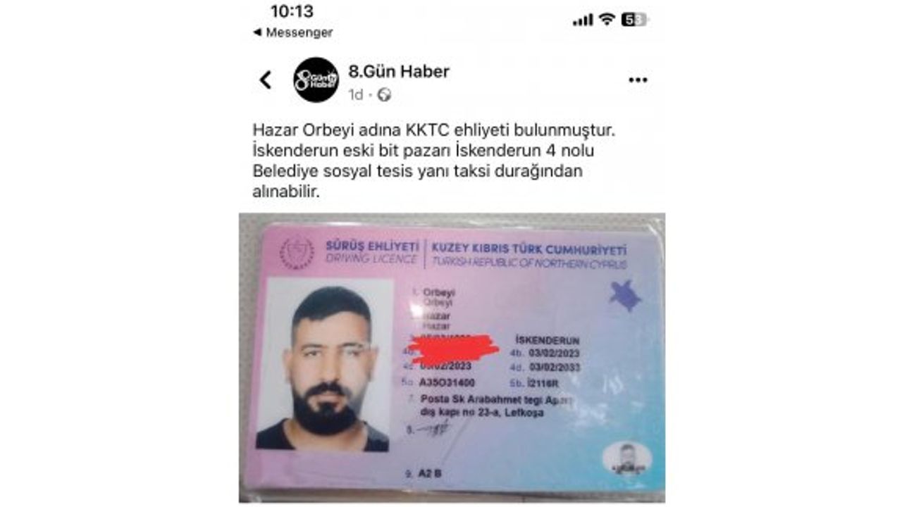 Sahte KKTC ehliyeti İskenderun’da ortaya çıktı