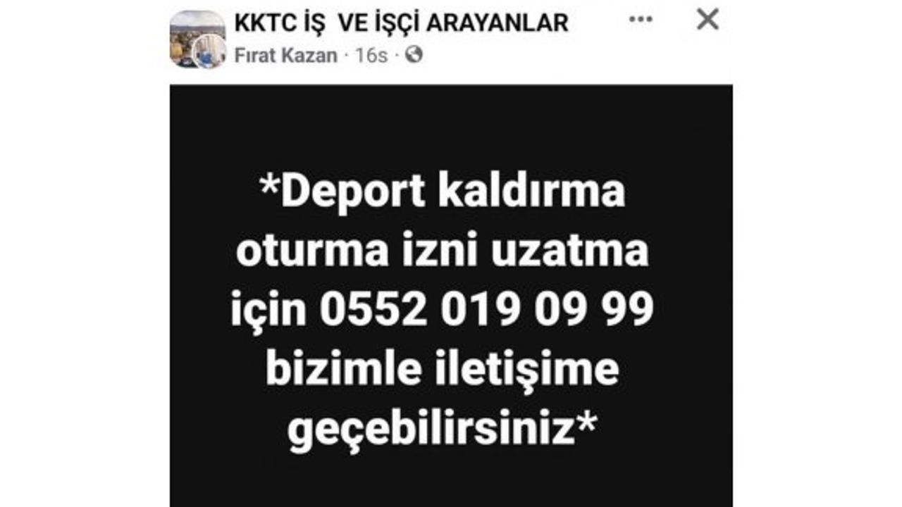 Reklamla deport ve oturum izni vaadi