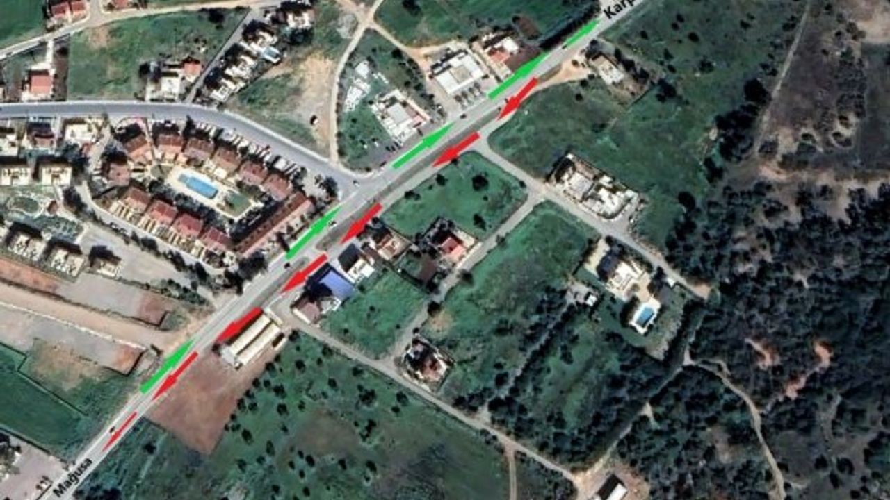 İskele girişinde yapılacak elektirik çalışmaları nedeniyle yol tek şeritte düşürüldü