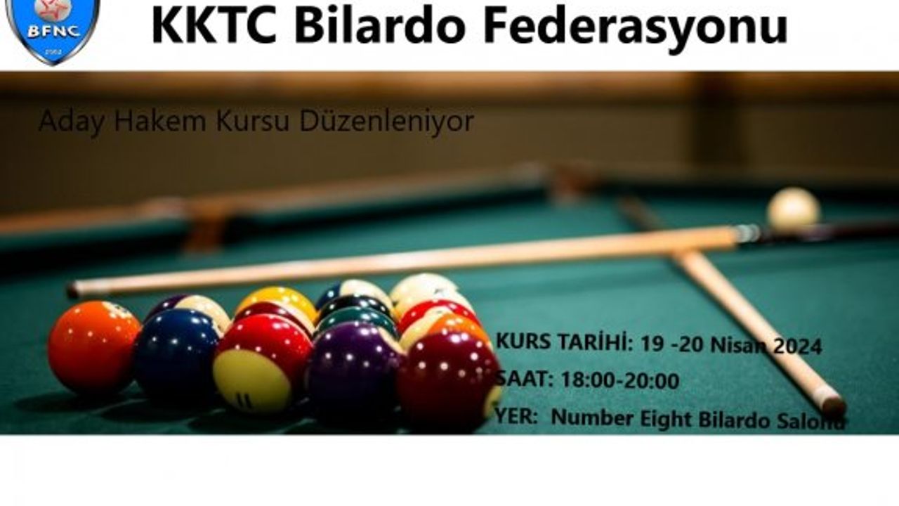 KKTC Bilardo Federasyonu aday hakem kursu düzenleniyor