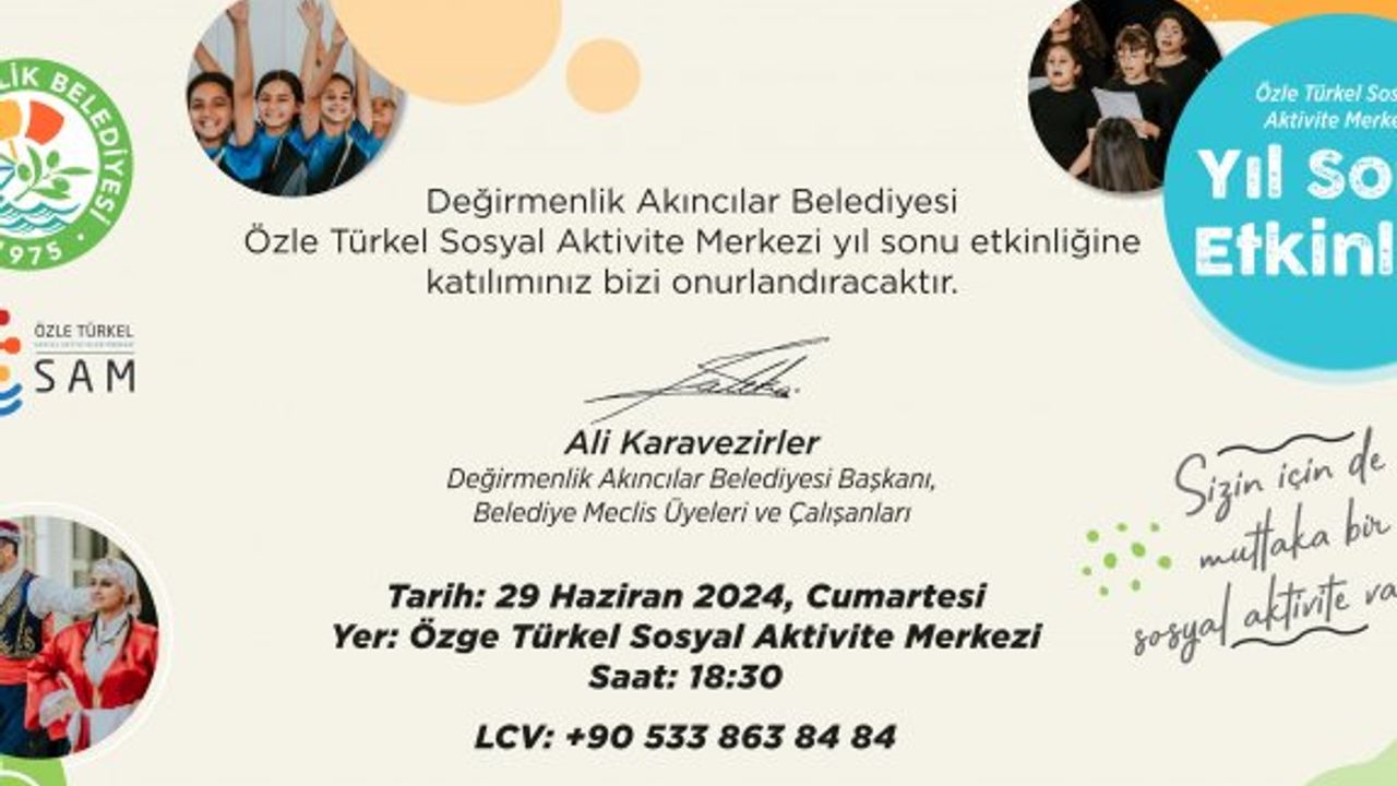 Değirmenlik Akıncılar Belediyesi Özle Türkel Sosyal Aktivite Merkezi yıl sonu etkinliği yapılıyor