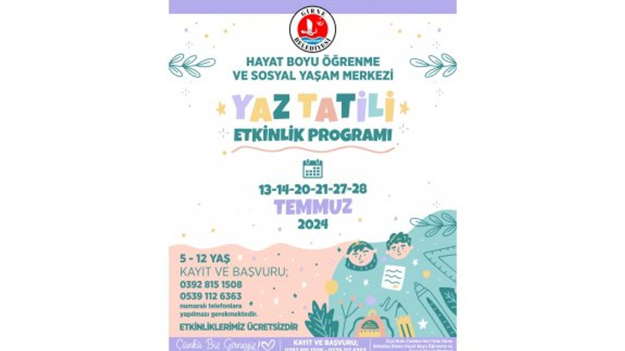 Girne Belediyesi'nin çocuklar için yaz tatili etkinlik programları başlıyor