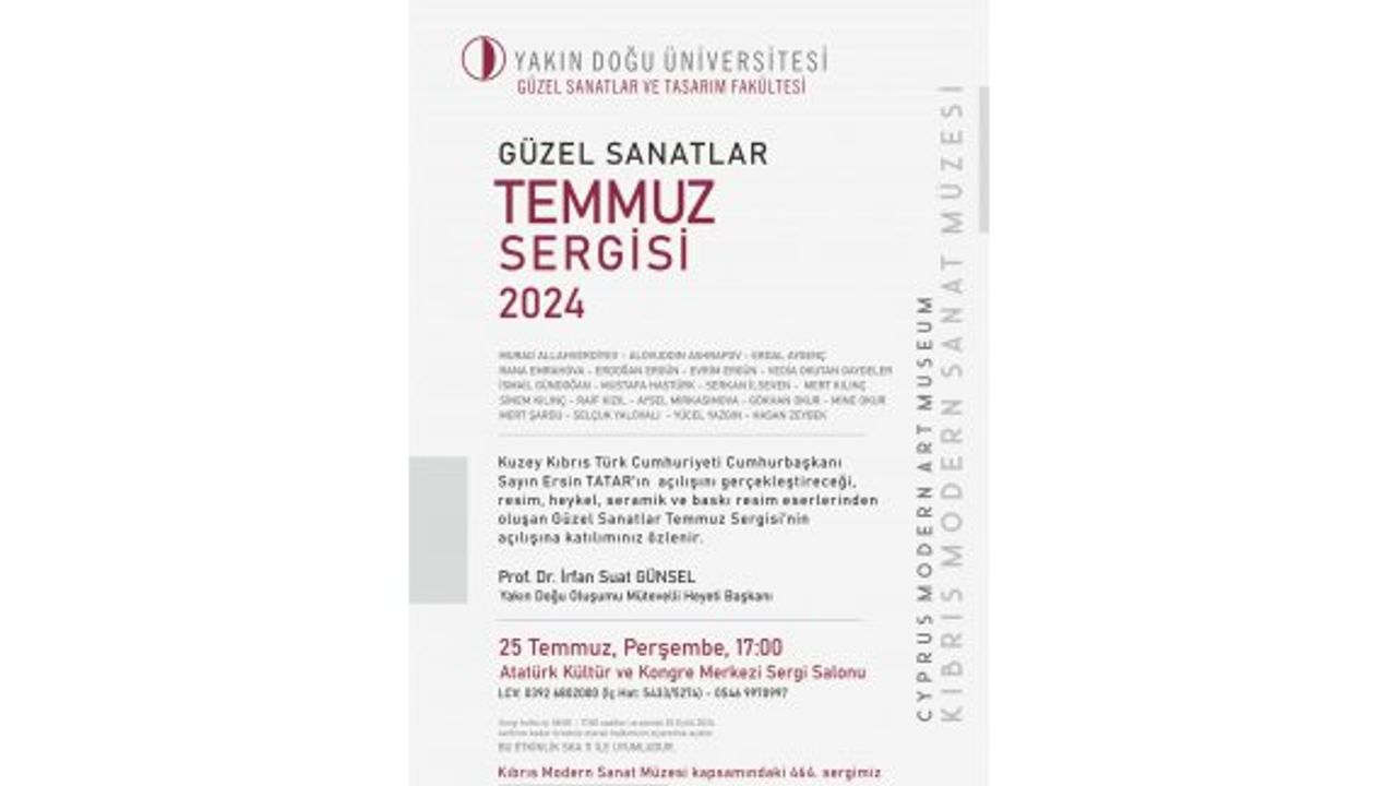 Güzel Sanatlar Temmuz Sergisi perşembe günü açılacak