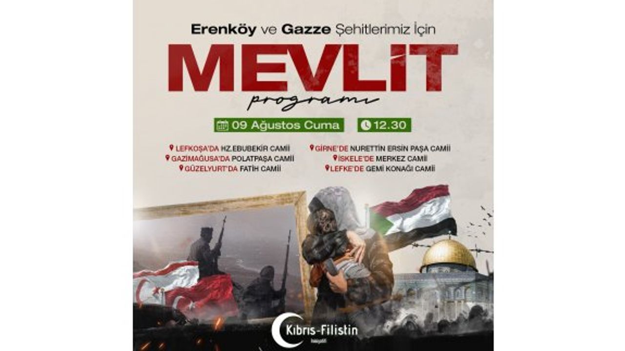 Erenköy ve Gazze Şehitleri için Mevlit Programı gerçekleştirilecek