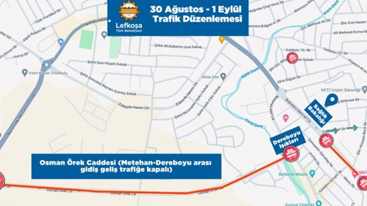 Lefkoşa'da bazı yollar yarından itibaren üç gün trafiğe kapalı