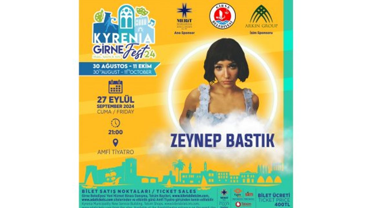 "Girne Arkın Group Fest24"'te bu akşam Zeynep Bastık rüzgarı esecek