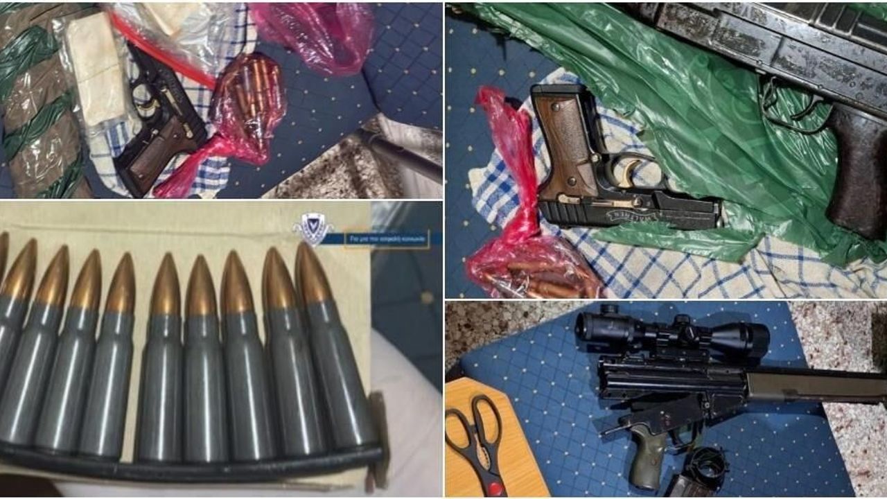 Larnaka’da tabanca ve fişek ele geçirildi