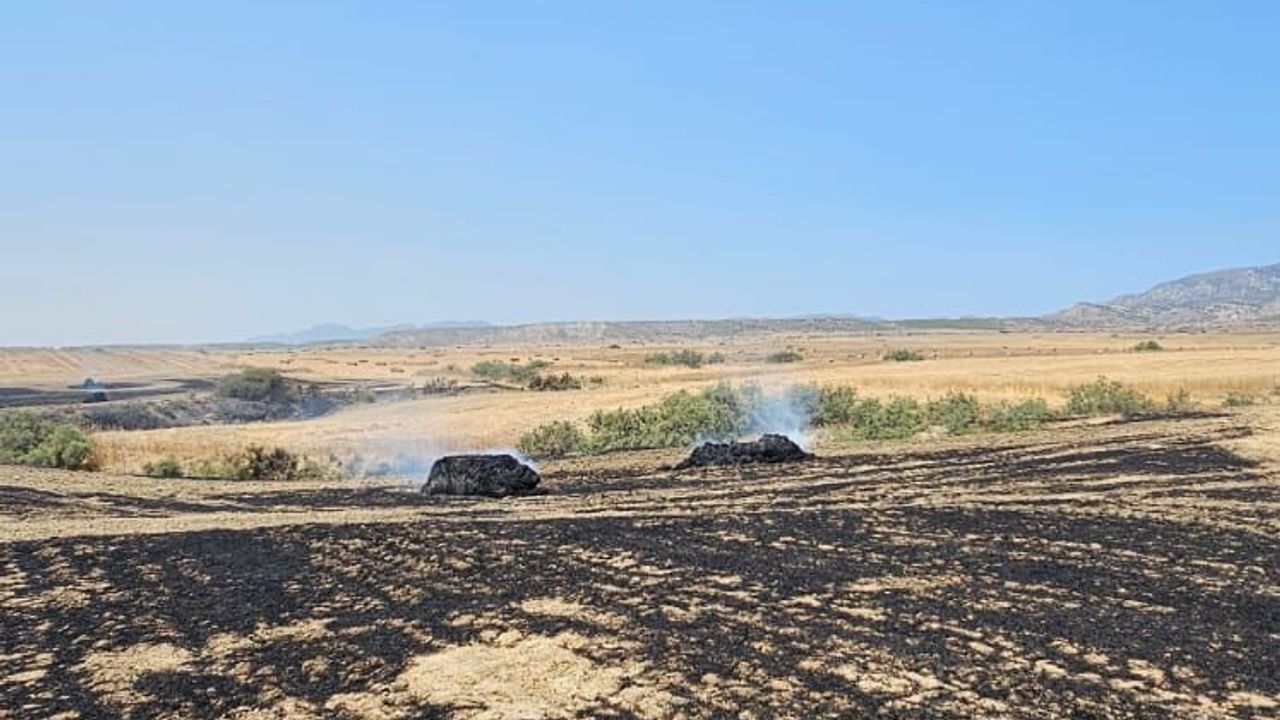 Lefkoşa-Girne ana yolunda araç, Boğaziçi'nde arazi yangını