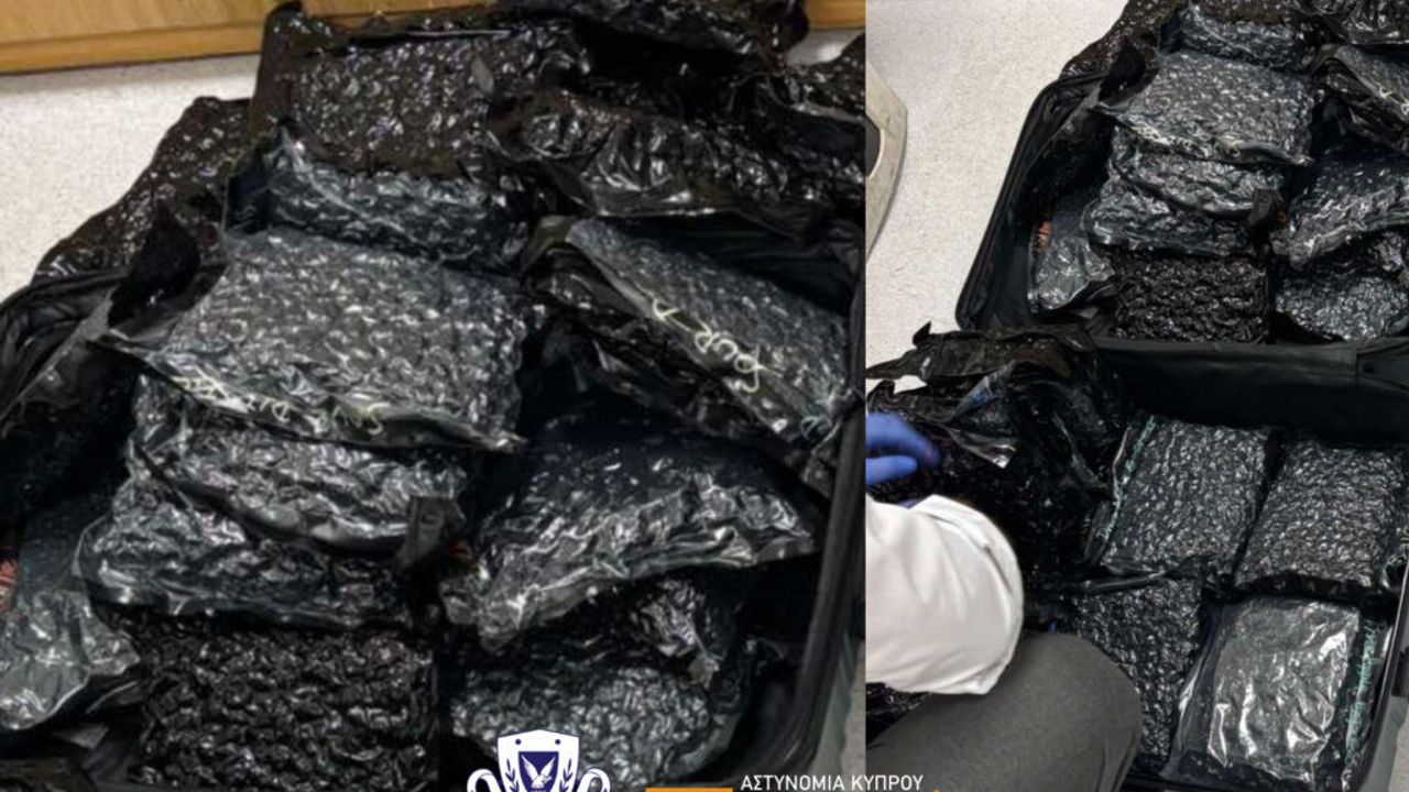 Larnaka Havalimanı’nda 23 kilo hint keneviri ele geçirildi