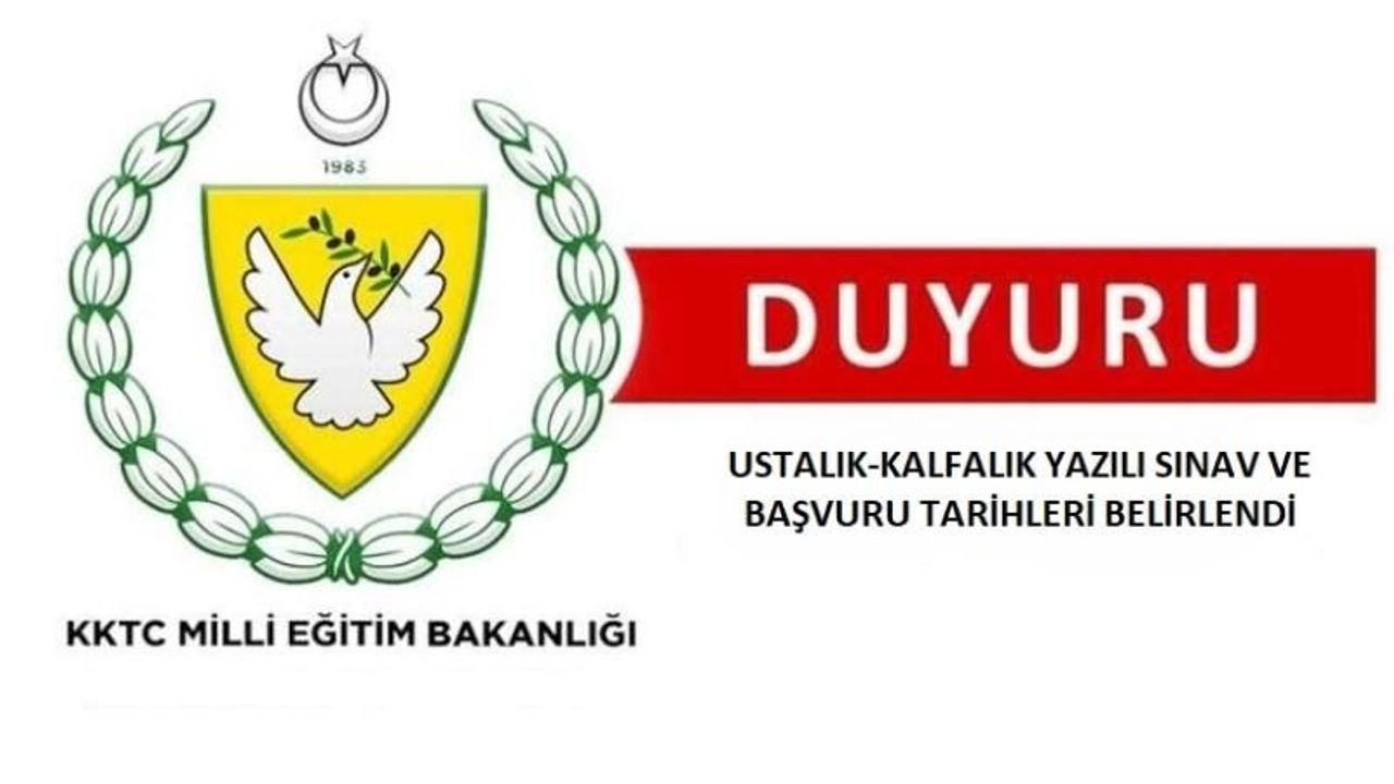 Ustalık ve Kalfalık Belgesi Yazılı Sınavları 30 Eylül’de yapılacak