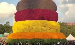 Hindistan'da çiçek kulesiyle rekor