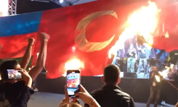 Ermenistan’da Türk bayrağı yakıldı