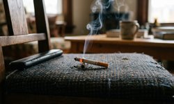 Sandalye üzerinde unutulan sönmemiş sigara izmariti yangına neden oldu