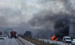 Lefkoşa kuzey çevre yolunda araç küle döndü