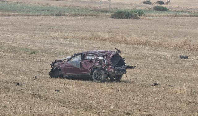 Yoldan çıktı, tarlaya uçtu