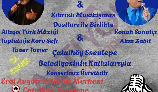 Altıyol Türk Müziği Topluluğu ve Kıbrıslı Musikişinas Dostları Çatalköy'de sahne alacak