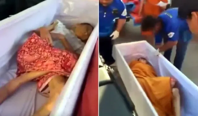 Öldü diye yakılmak istenen kadın son anda uyandı