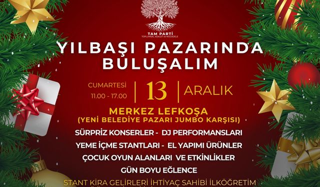 TAM Parti, cumartesi günü Merkez Lefkoşa’da Yılbaşı Dayanışma Pazarı düzenleyecek