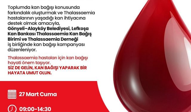 Gönyeli – Alayköy Belediyesi’nden “Kan Verelim Bir Cana Dokunalım” kampanyası