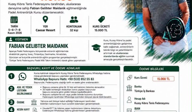 KKTC’de ilk padel antrenörlük kursu düzenleniyor