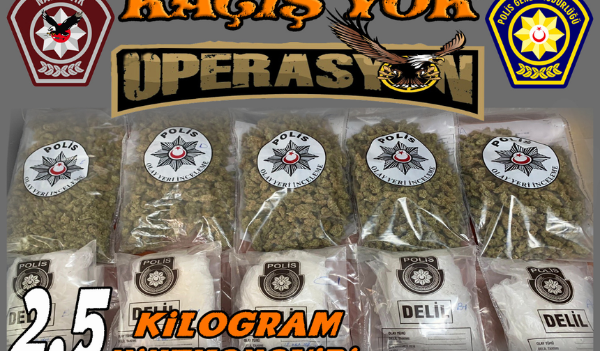 Polis 2.5 kilo yasaklı madde ele geçirdi