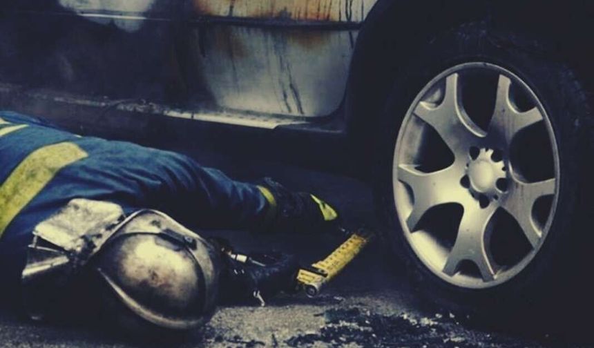 Girne’de park halindeki araç yandı