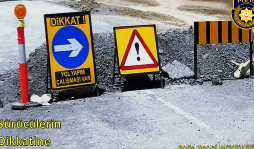 Lefkoşa-Girne ana yolunda yol çalışması