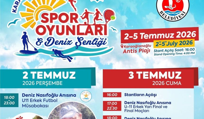 Karaoğlanoğlu Spor Oyunları ve Deniz Şenliği başlıyor