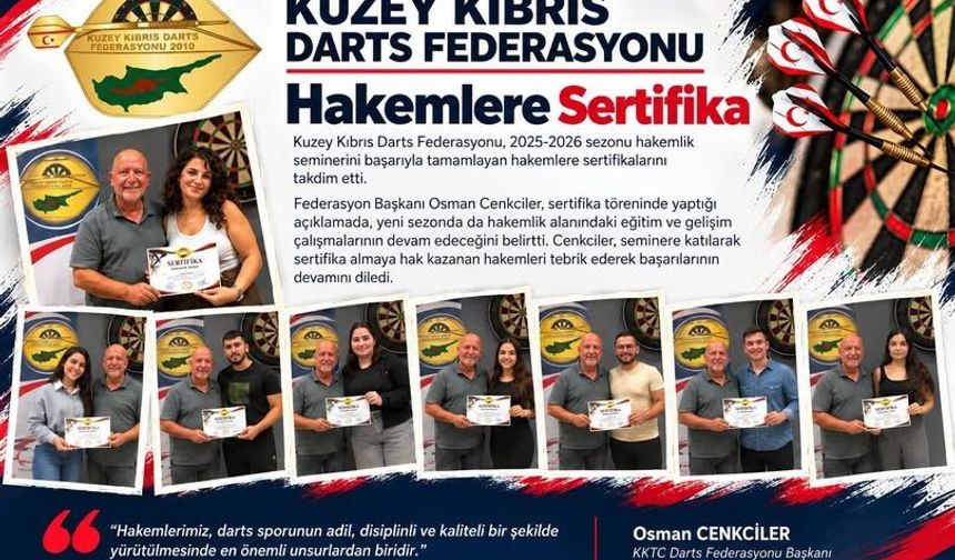 Kuzey Kıbrıs Darts Federasyonu’ndan Hakemlere Sertifika