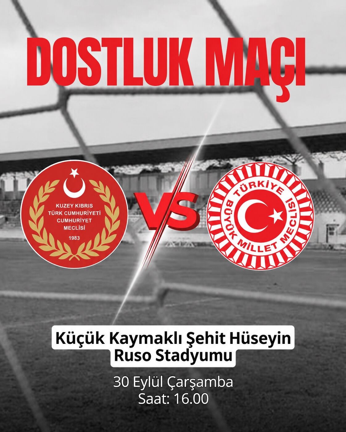 Cumhuriyet Meclisi ile TBMM futbol takımlarının dostluk maçı çarşamba günü oynanacak