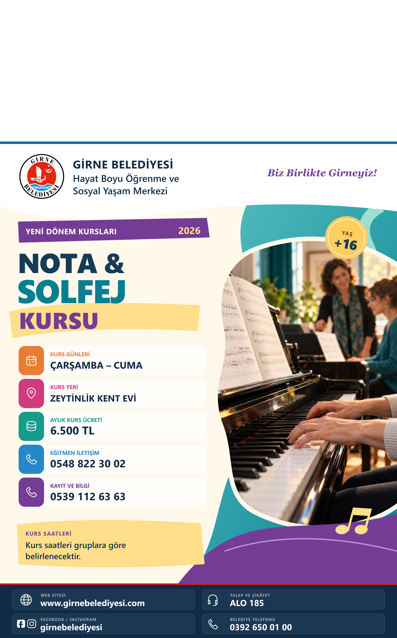Girne Belediyesi yeni dönem müzik kurs kayıtları başladı