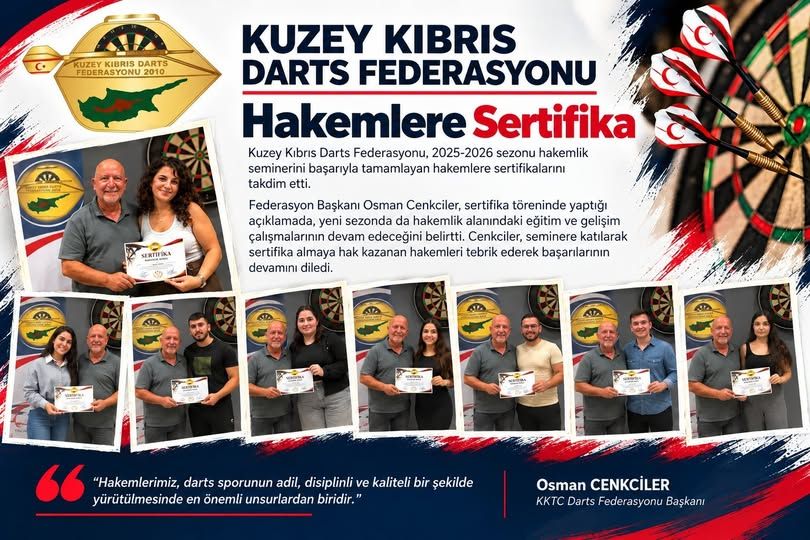 Kuzey Kıbrıs Darts Federasyonu’ndan Hakemlere Sertifika