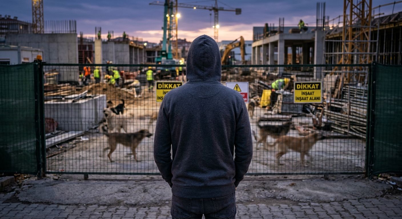 İnşaat alanındaki iki köpeği çaldı